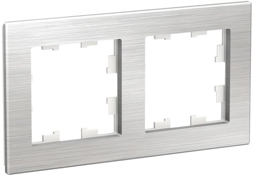 Рамка универсальная Systeme Electric AtlasDesign Nature 2-м. металл серебро картинка